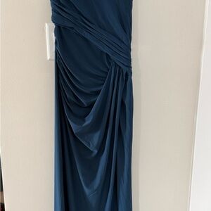 Azazie Navy Draped Maxi Dress